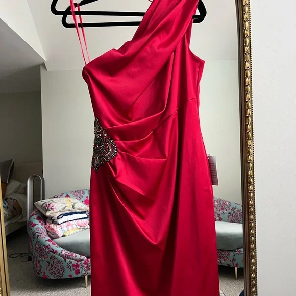 Eliza J | Dresses | Eliza J Red One Shoulder Dress | Poshmark
